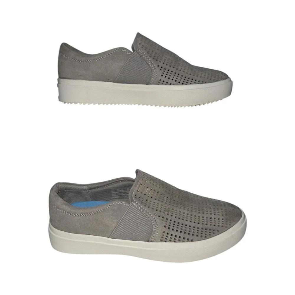 Dr. Scholls Wander Up Womens Grey Perforated Slip On Sneakers Shoes Size 6.5M